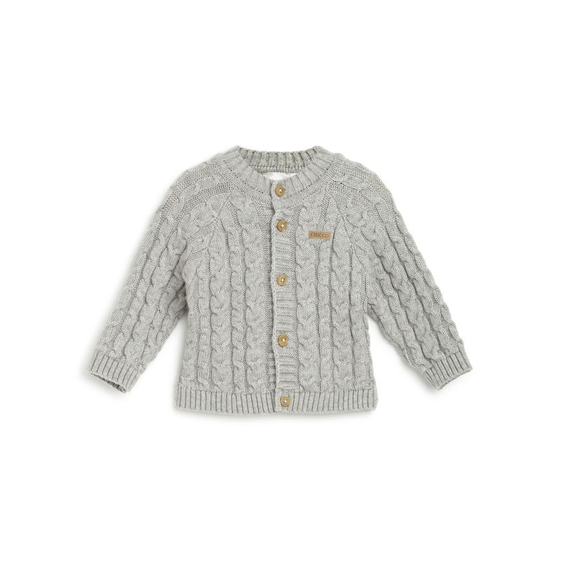 Boys Medium Grey Solid Cardigan image number 0